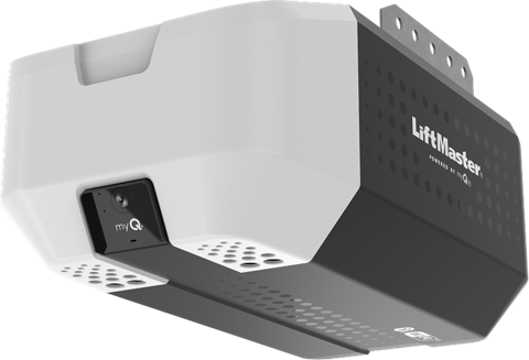 LiftMaster 2220L garage door opener, a black and white chain drive unit with a camera on the front